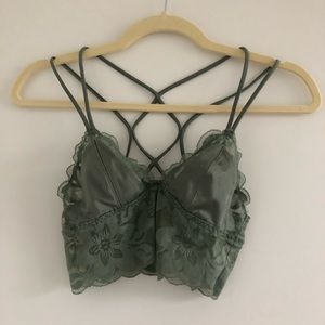 PINK Green Lace Bralette